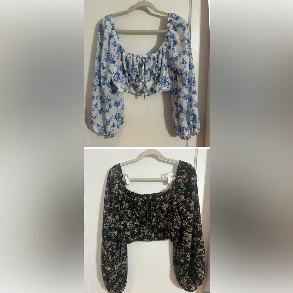 SHEIN Blue and Black Floral Blouses Bundle